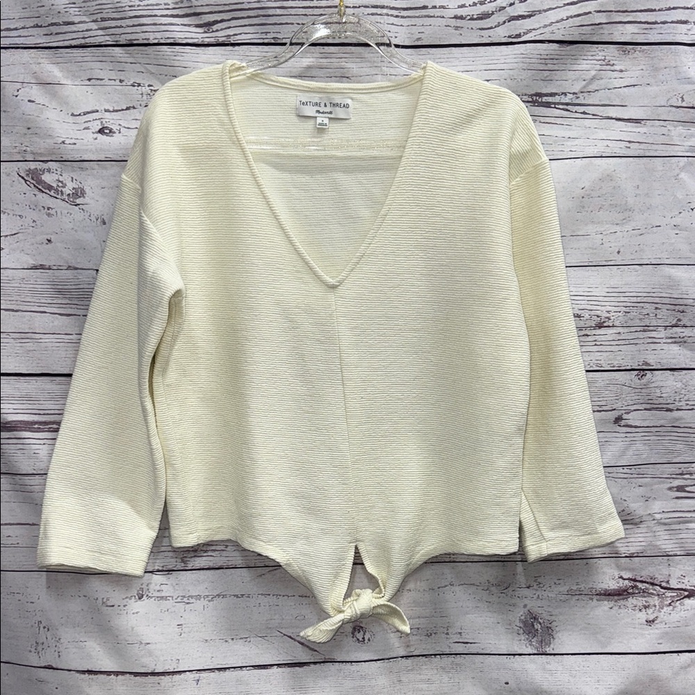 Madewell Cream V-Neck Tie-Front Blouse Size Small